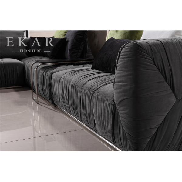 European Modern Elegant Extra Large Velvet Black Sectional Sofa Furniture