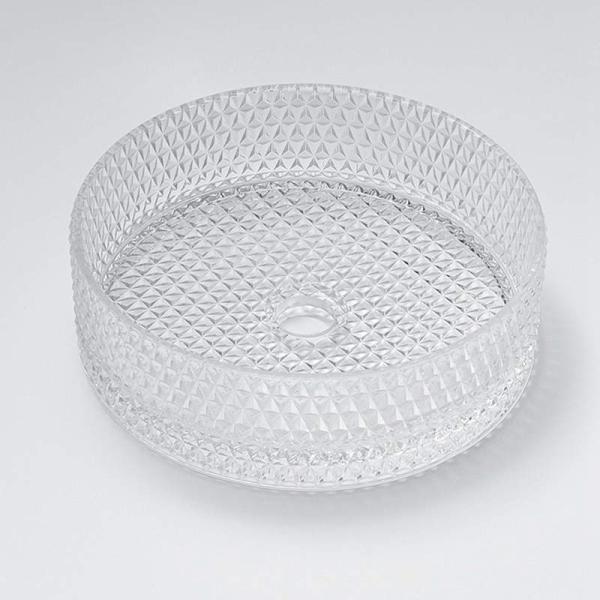 395mm Round Glass Wash Basin Hand Wash 45mm Dia No Hole For Hotel Bathroom