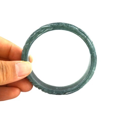 Real Women's Natural Carved Jade Bangles Polished Technique for Body Decoration Equipment