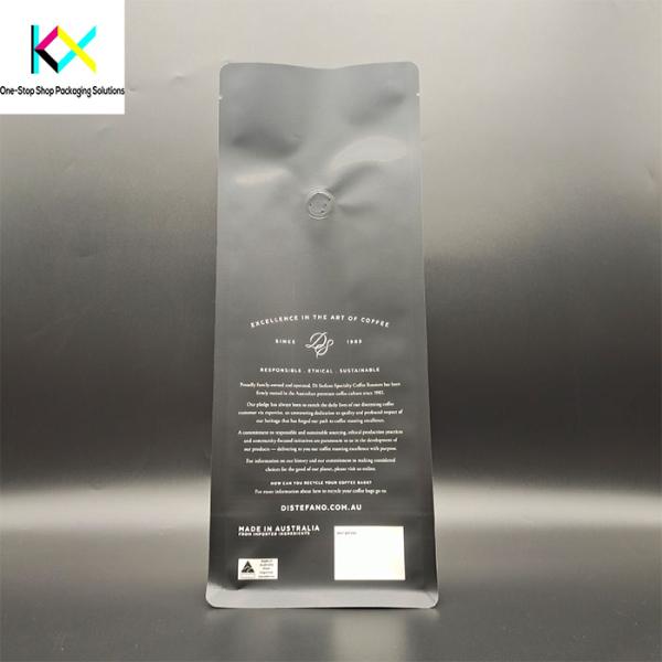 Customized Logo Flat Bottom Box Pouches Coffee Bags With Valve 130um