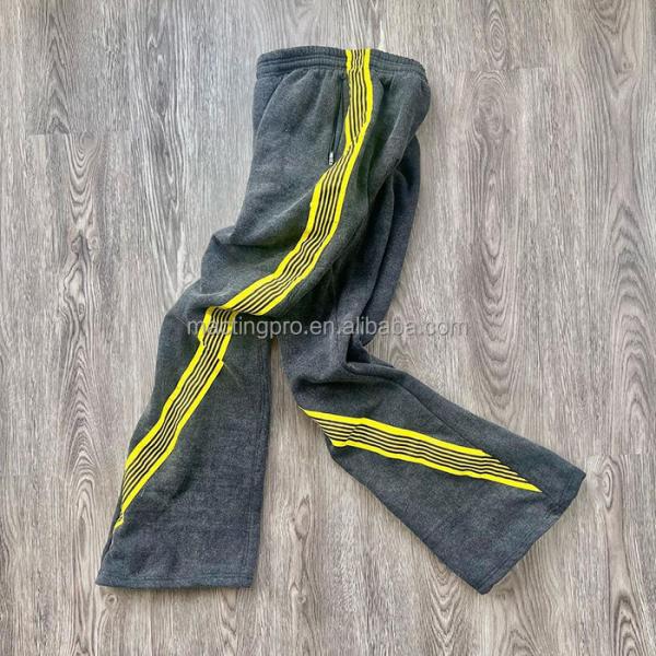 Grey Flare Sweatpants Elastic Waist Closure Men'S Y2K Streetwear Wide Leg Sweatpants