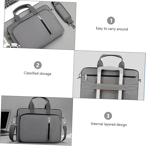 Laptop Handbag Stylish Grey Crossbody Computer Bag for Women Protective Sleeve Case with Adjustable Shoulder Strap for Work Wholesale OEM/ODM/Private Label