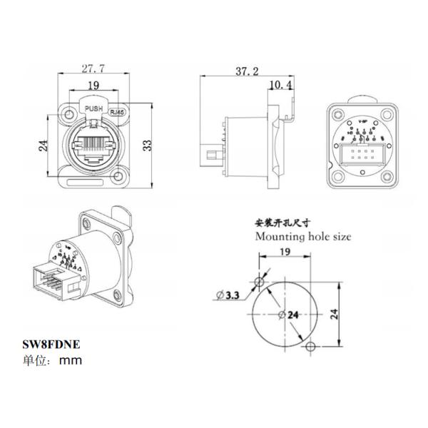 IP44 Rj45 Коннектор Промышленный сварщик Мужчина Женщина 8pin рог прямая розетка