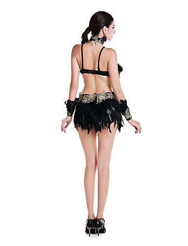 Heavy Lace Over Sexy Night Club Dresses Rhinestones Delights Feather Costumes For Dancing