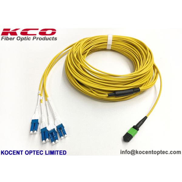 40G Data Center MTP Trunk Patch Cable / MPO To LC Duplex Uniboot Harness Cable 8 12 24 Core PVC LSZH Cover