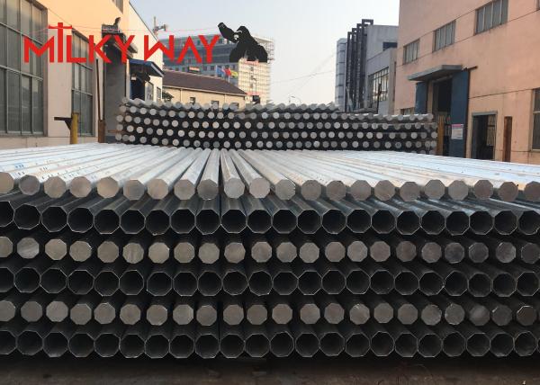 11M 8KN Galvanized Steel Tubular Telescopic Pole with bitumen 450mpa Yield Strength