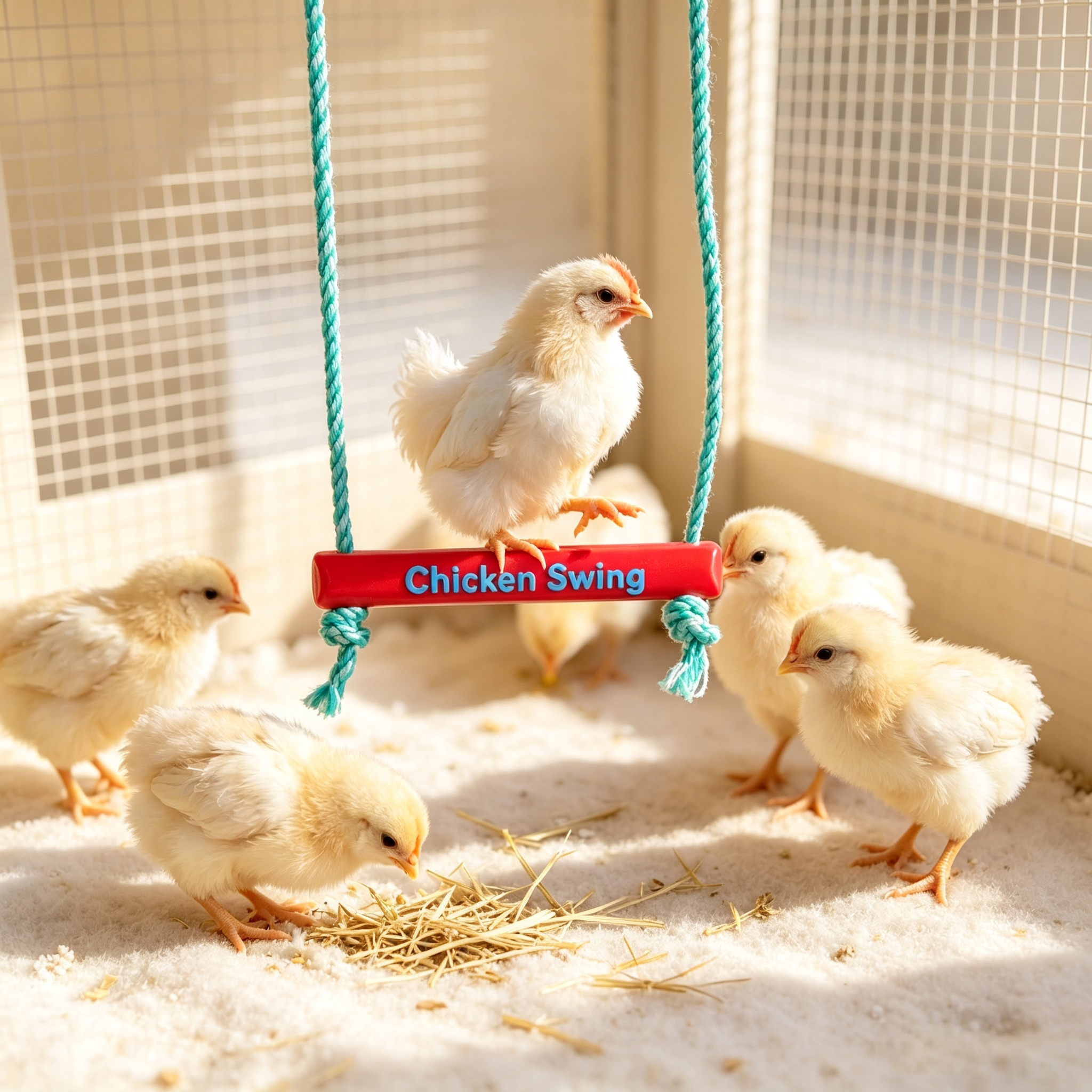 Non Slip Chicken Pet Accessories Adjustable Rope Swing Duck Poultry Entertainment