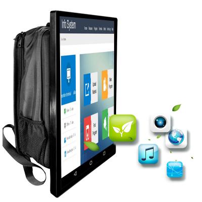 Vertical android wifi advertising player LCD signage walking billboard poster digital display backpack