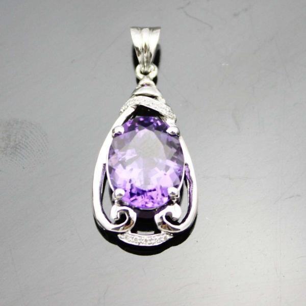 925 Silver Jewelry 9mmx11mm Amethyat  Cubic Zircon Pendant(PSJ0406)