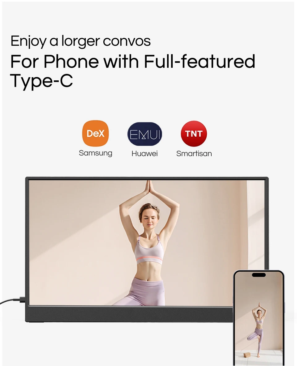 Патентованный дизайн Slim Bezel 15,6 дюйма 4k Тип C внешний сенсорный монитор Dual Portatil Gaming