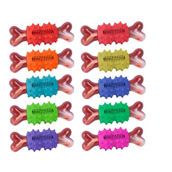 Rubberized Chewing Bone Dog Toy Tooth Grinding Tooth Cleaning