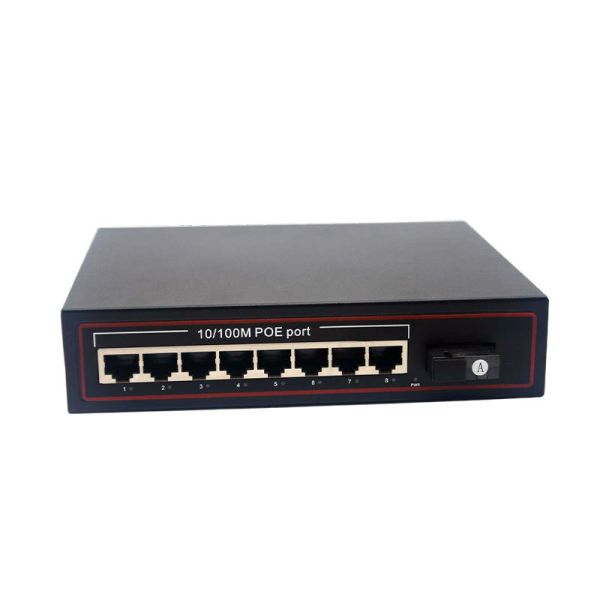 All In One PoE Fiber Media Converter 100Base-FX SC To 8CH PoE Fiber Transceiver