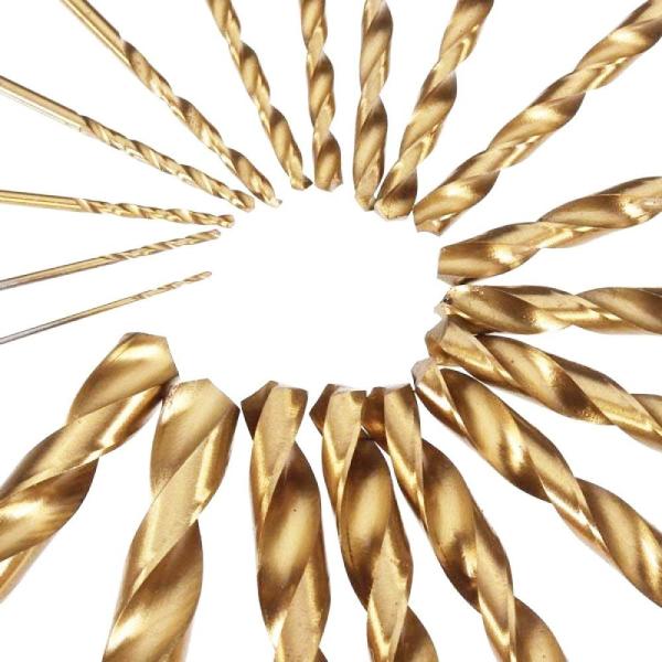 High Strength 19 Piece HSS Twist Drill Bit Set , Titanium Coated Drill Bit Kit