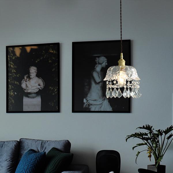 Retro Brass Industrial Length 23CM Glass Pendant Light For Restaurant