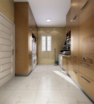 Gold Stainless Steel Laundry Room Cabinets With Customizable Storage And Appliances Integration