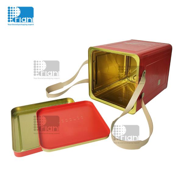 Personalized Square Airtight Tea Tin Canisters Rectangular Embossed Packaging Box