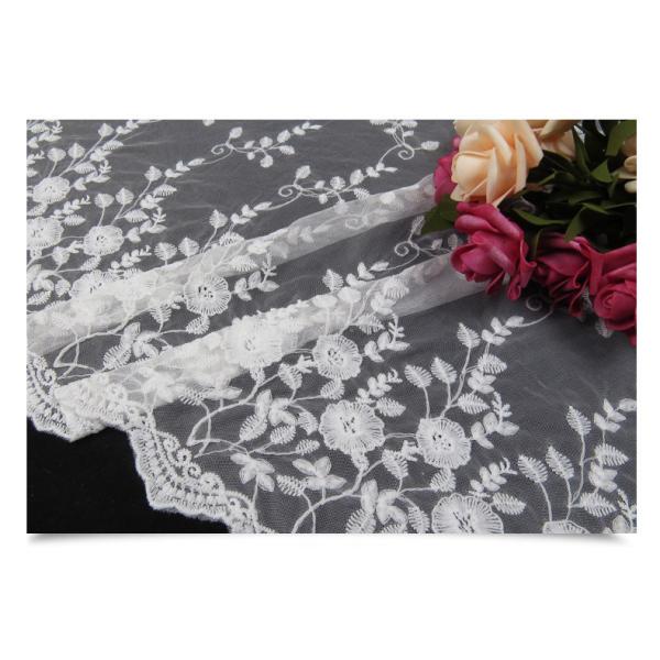Ivory Mesh Based Embroidery Lace Fabric for Wedding Bridal Dress