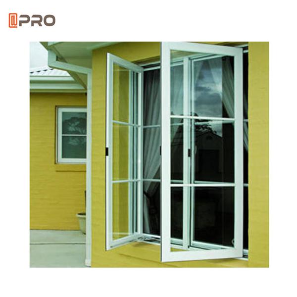 Windproof Aluminum Casement Windows UPVC PVC Triple Glazed Low - E Glass Tempered Awning Double Hung