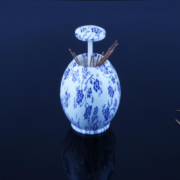 7.5x7.5cm Refillable Flowery Printed Plastic Toothpick Holder
