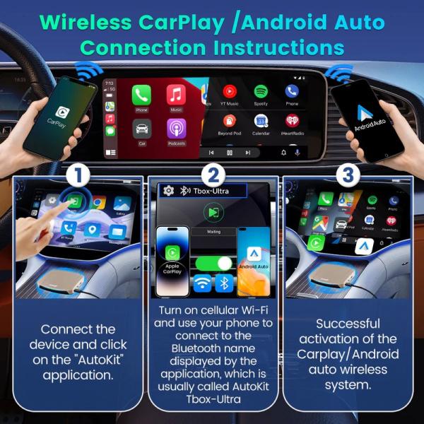 Android 15 CarPlay TBox Ultra Modelo Tarjeta Sim GPS Navegación 8+128G Adaptador inalámbrico Carplay Ai Box
