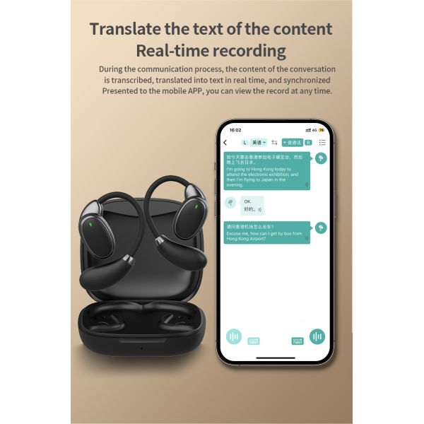 V18 Smart Translation Earphones Support 200+ Countries And Regions