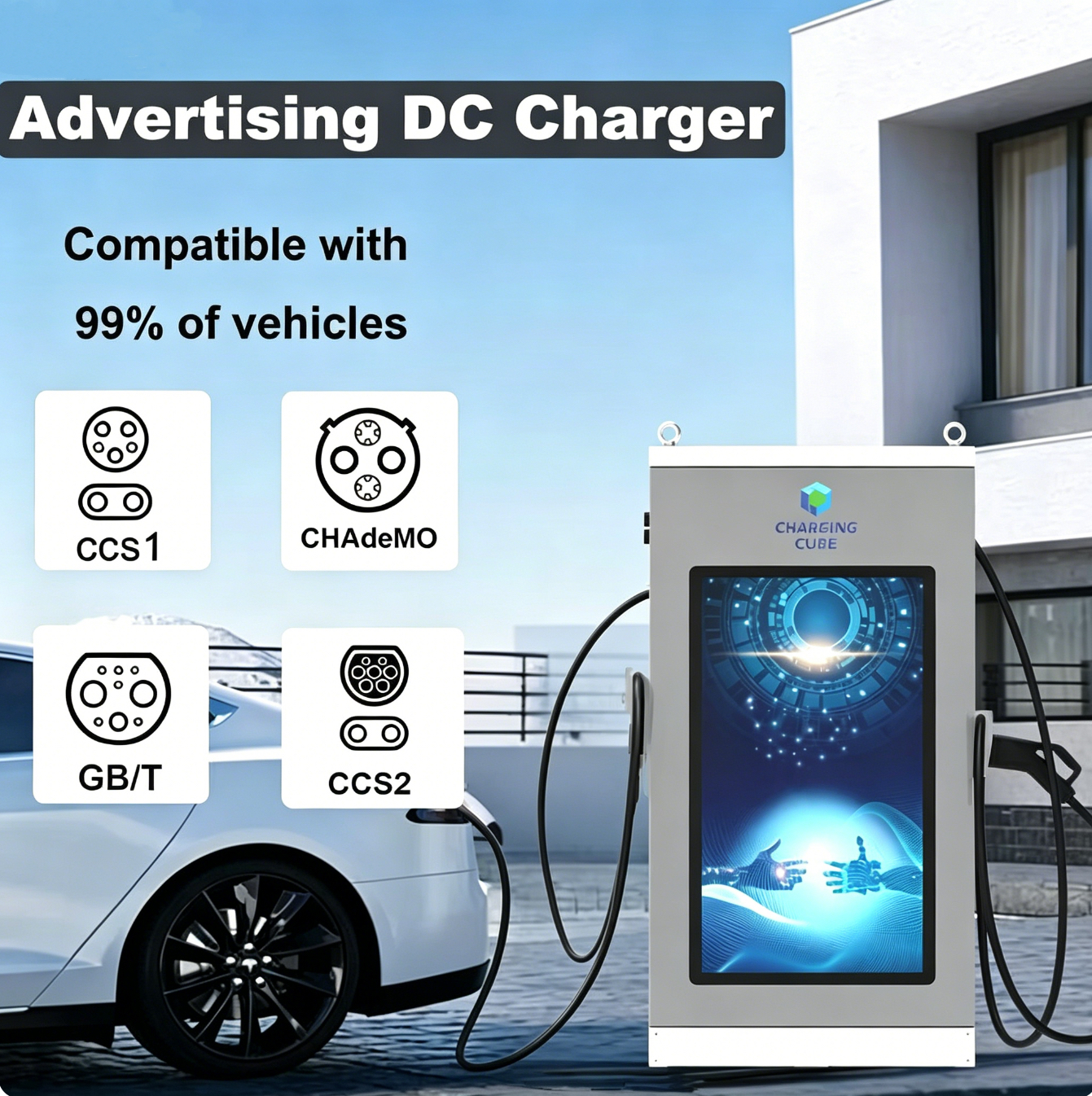 Ideal Choice for Commercial Charging Stations – DC Fast Charger with Large Advertising Screen