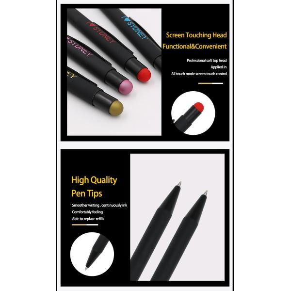 En gros Logo personnalisé stylo à écran tactile en métal stylo à bille en caoutchouc doux