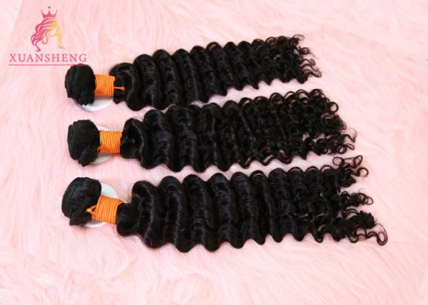 20 Inch Brazilian Human Hair Weave / Deep Wave Virgin Hair No Knots