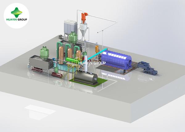 15T Per Day Waste Tire Pyrolysis Plant To Fuel Oil And Diesel Layout Design