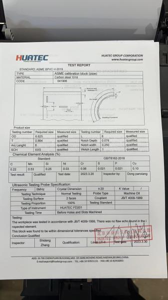 HUATEC Piping Asme Calibration Block Non Destructive Testing Equipment