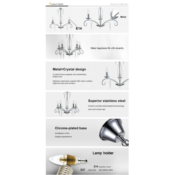 Modern bathroom metal chandeliers for indoor home Lighting Fixtures (WH-MI-15)