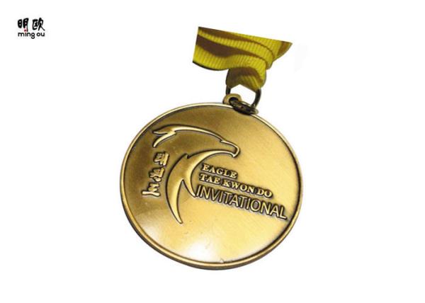 Round Bronze School Custom Award Medals for Eagle Taekwondo Invitational