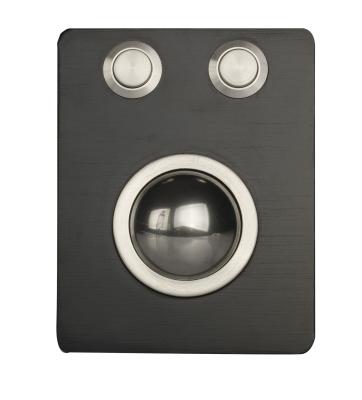Mini Trackball preto industrial compacto do metal com os 2 botões do rato robustos