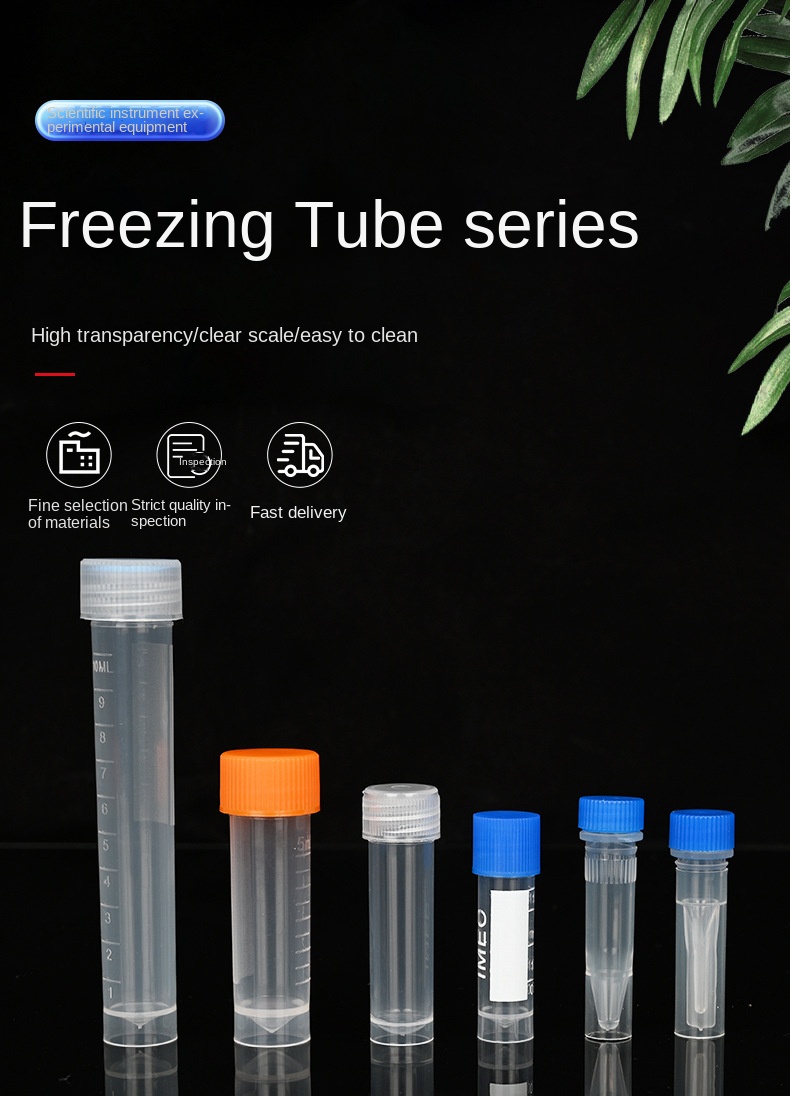 Customized Disposable Plastic Scale Vertical Freezing Tube Screw Cap Flat Bottom for Tube Sampling 0.5ml-10ml