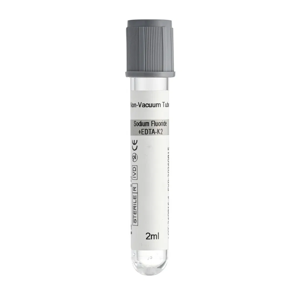 Siny Factory 2ml Non-Vacuum Blood Collection Sodium Fluoride+EDTA-K2 Tubes for Testing