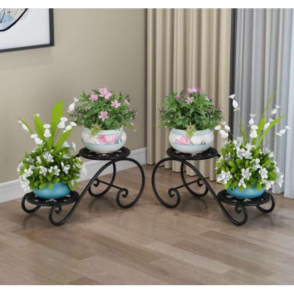 White 2 Tier Flower Cart Plant Stand , 45cm Width Plant Cart Indoor