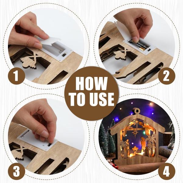 Ornamento de la escena del nacimiento de Navidad Set de Navidad de madera Ornamento de Navidad