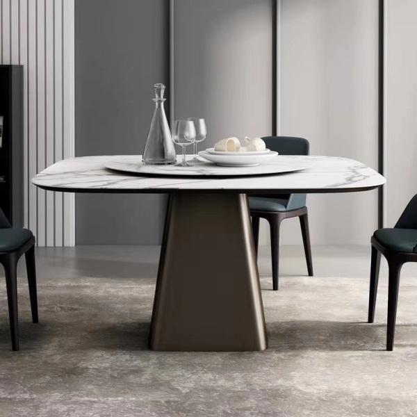 Modern Ceramic Marble Top 150cm Square Dining Table Bronze Color Frame Home Dining Table Set Home Furniture Table