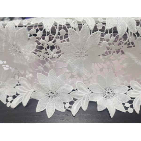 Polyester Allover Lace Fabric Peekaboo White Water Soluble Botanical Chemical