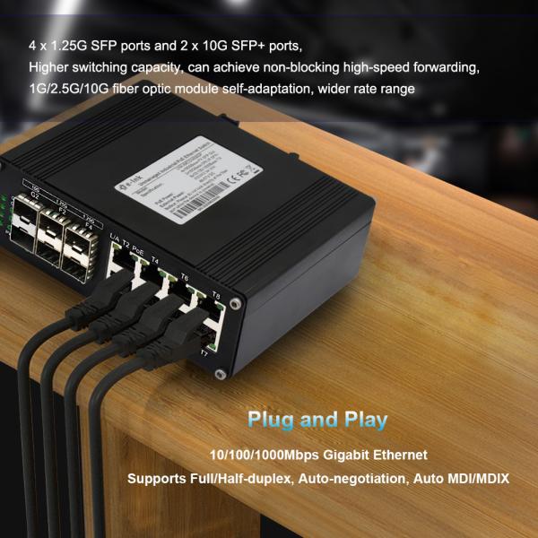 Сеть PoE SFP переключает 8 гаван гигабит 10/100/1000T 802.3at промышленный