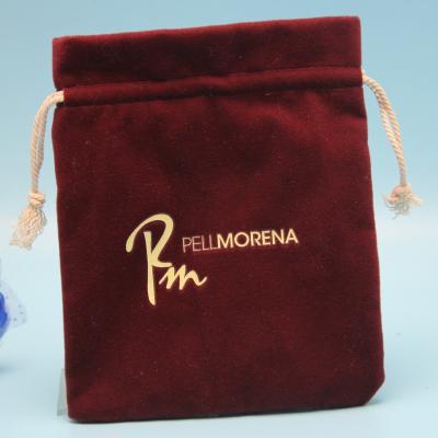 Saco de cordão macio de veludo da joia 10x15cm com imprimir o logotipo