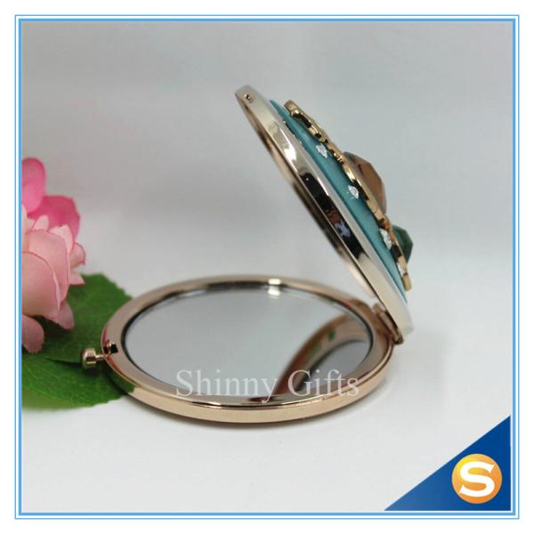 Shinny Gifts Novel Design Convenient Carrying Metal pocket Round Mirror