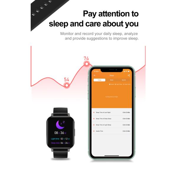 Кардиомонитор дозора 1,78 дюймов умный, водоустойчивый умный отслежыватель DTX фитнеса