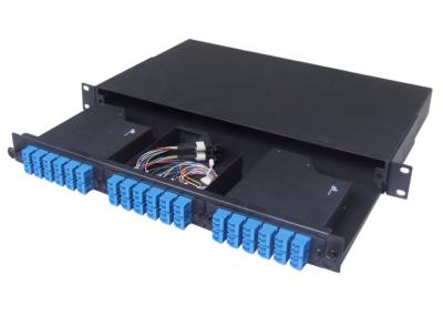 Black MPO 1U 12 Port Fiber Optic Patch Panel 24 Port Fiber Termination Panel