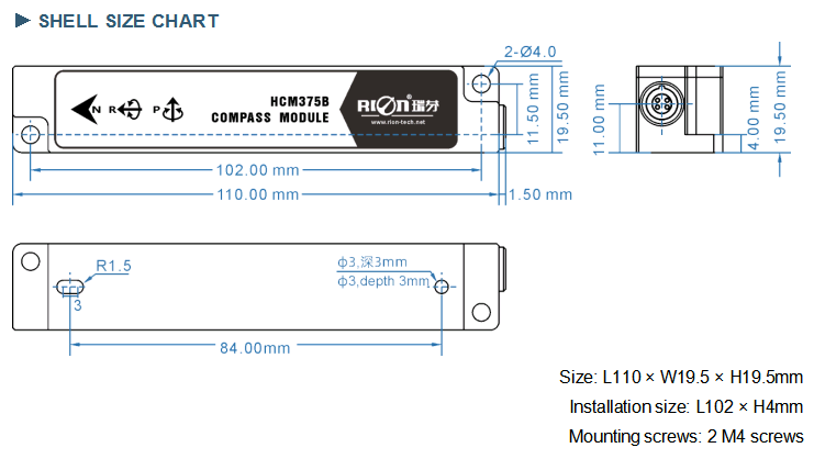 Протокол датчика NMEA 0183 компаса высокой точности 3D Electrornic робота ROV подводный