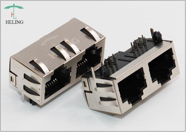 O conector RJ45 fêmea obsoleto do cubo através do furo 1 x 2 move