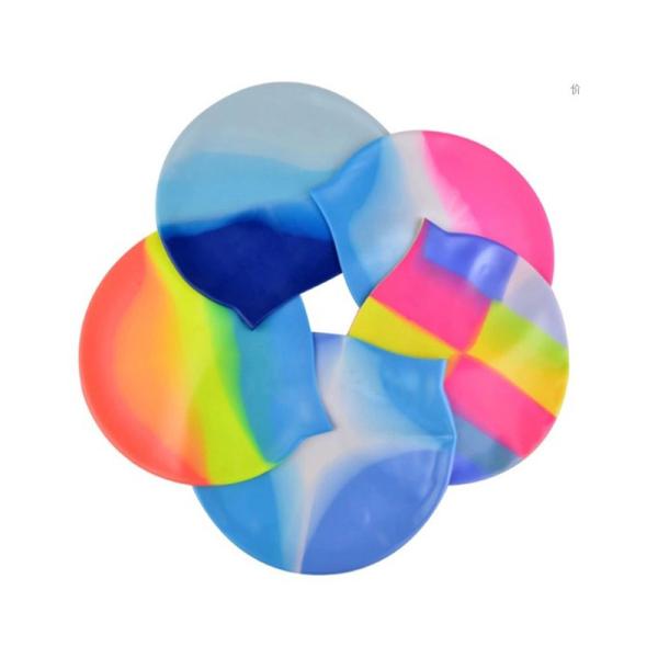 Anti Tear Waterproof Swim Cap Premium Silicone Made Multi Colored