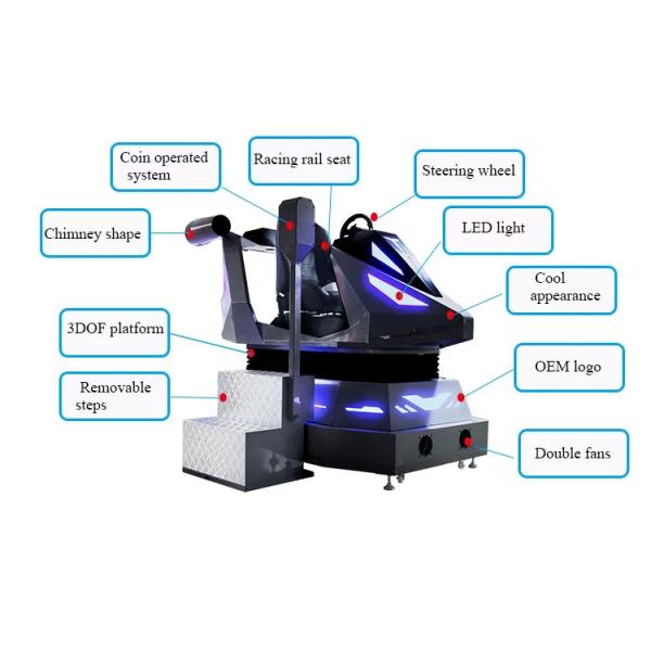 Indoor Deepoon E3 Glasses Virtual Reality Car Driving Simulator Coin Operated