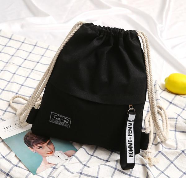 Korean drawstring, rucksack, women's bag, trend, mori ladies backpack, ribbon, minimalist student bag