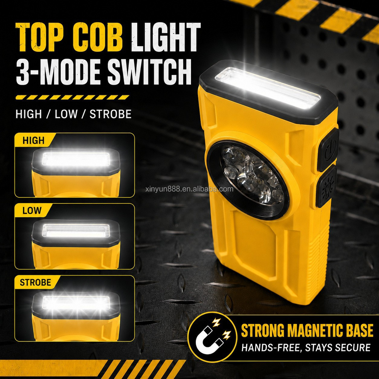 Cross-border New LED Super Bright Keychain Light Magnetic Charging Warning Flashlight Mini Auto Repair Maintenance Work Lamp